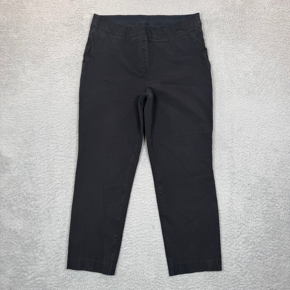 Spanx Stretch Twill Ankle Pants Womens Large Black Pull On Slimming Trousers